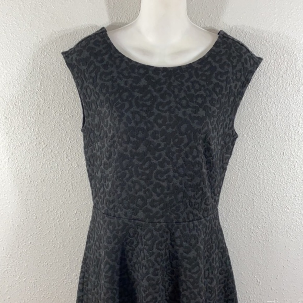 NWT Loft gray black leopard textured flare dress - Picture 12 of 14